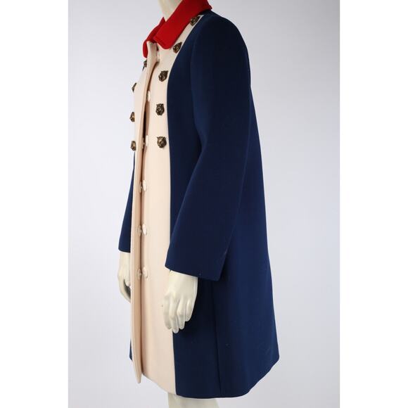 Gucci Tiger Embellished Tricolour White Blue Red Wool Long Statement Coat 44 - Picture 7 of 12